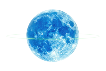 Blue planet with ring transparent background cutout png