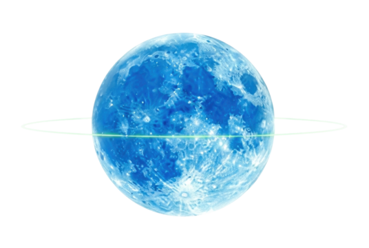 Blue planet with ring transparent background cutout png