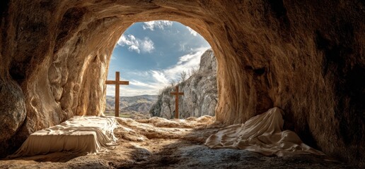 Obraz premium The Empty Tomb - A Symbol of Hope and Resurrection.