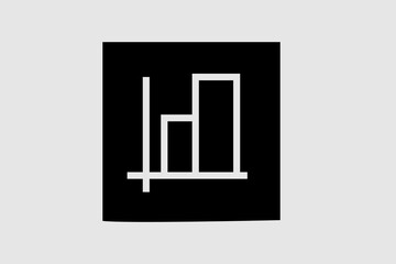 This image is a simple, high-contrast icon set against a solid black square. The graphic is rendered in a clean white outline.