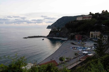 Cinque Terre Italy by Photographer La Vi sunset in black and white