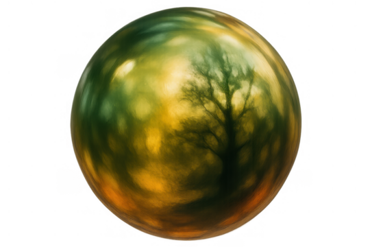 Reflecting nature inside an ethereal magic orb, representing fantasy, spirituality, and environmental concepts