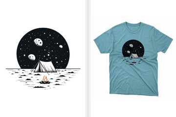 lunar camping vector t-shirt illustration design template