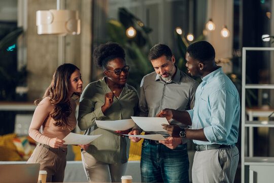 Diverse business team collaborating during office meeting