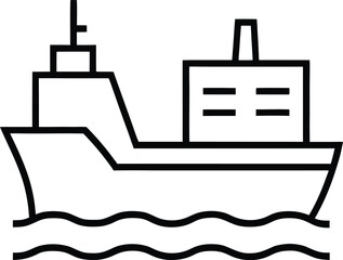 Port Logistics Outline Vector Illustration Isolated on White Background