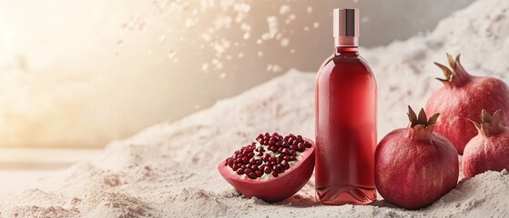 Elegant pomegranates and wine on marble