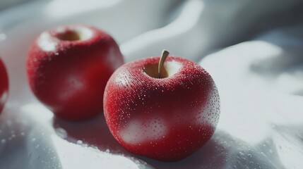 Fresh red apples on white background