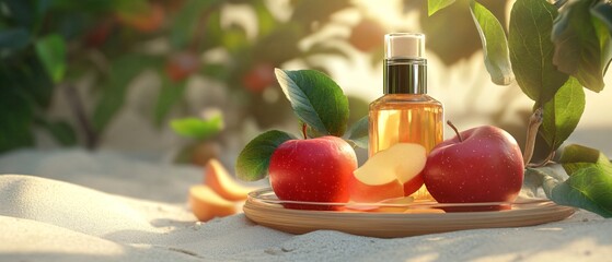 Vibrant red apples on glass plate