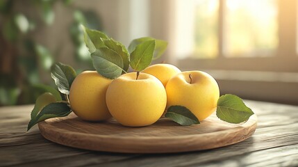 Vibrant ripe apples on rustic plate