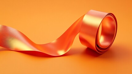 Luxurious Silk Ribbon on Vibrant Orange Background
