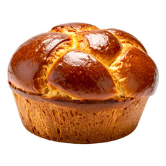 Classic French Brioche Loaf Isolated on White Background 