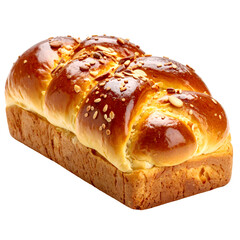 Braided Brioche Loaf with Almonds and Sesame Isolated on White