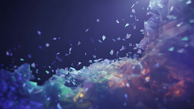 Abstract swirling colorful lights and particles against a dark blue background creating a magical ethereal atmosphere - Powered by Adobe