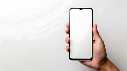 Sleek handheld device showcasing a brilliant blank screen, offering an ideal canvas for diverse app designs and digital content