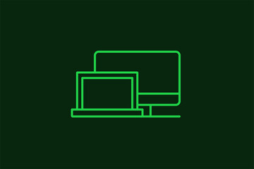 laptop and monitor illustration in flat style design. Vector illustration.	
