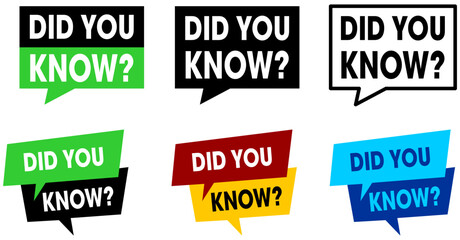 Did you know word with speech bubble set, isolated on transparent background.