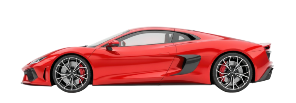 Red sports car transparent background cutout png