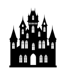 Obraz premium Gothic castle silhouette transparent background cutout png