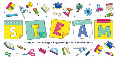 STEAM education element template banner background