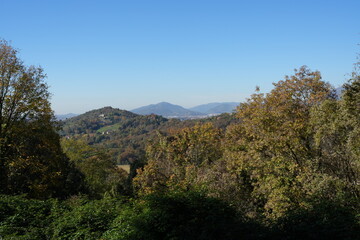 Autumn foliage on the Bergamo hills in the valley of the Astino monastery