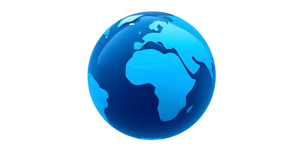 Fototapeta premium Blue globe illustration showing Africa and Europe isolated on transparent background modern digital style global concept clean and minimal suitable for education business and environment themes