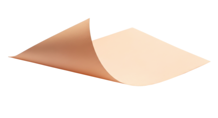 Brown and beige paper sheet with folded corner transparent background cutout png