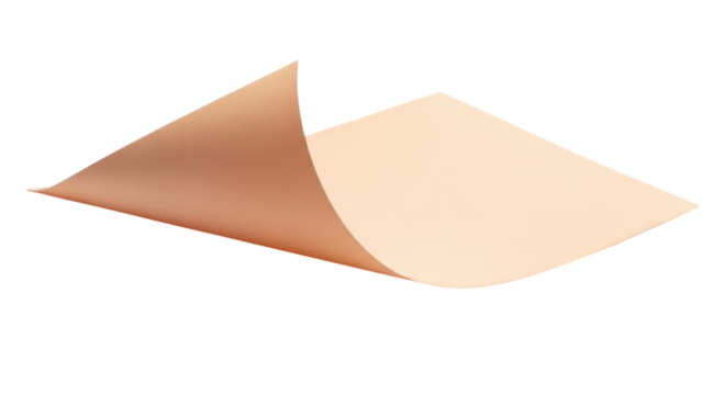 Brown and beige paper sheet with folded corner transparent background cutout png