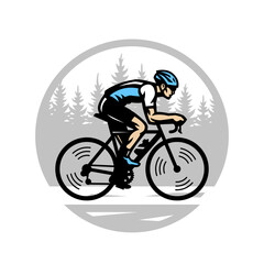 Logo depicting a man on a road bike against a natural backdrop.