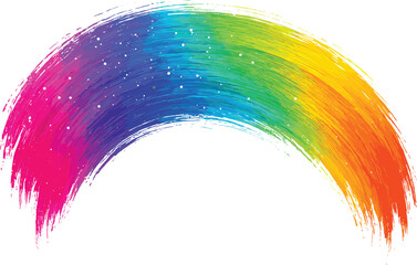 Colorful brushstroke arc, semi-circular gradient design, rainbow-inspired vector, artistic texture, vivid paint swirls, dynamic abstract illustration