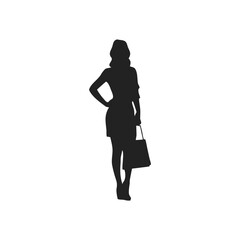 Silhouette of Woman Holding Shopping Bags