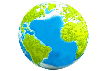 3d globe icon with blue oceans and green continents for general platform use png transparent background