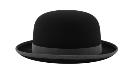 Black bowler hat transparent background cutout png
