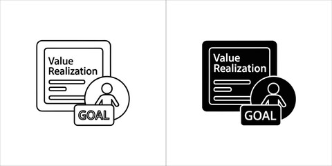 Value realization icon, achieving goals concept