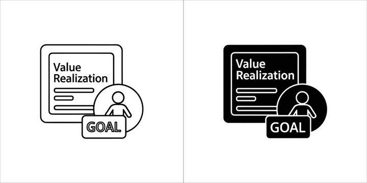 Value realization icon, achieving goals concept