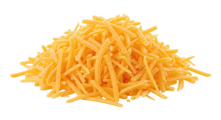 Fototapeta premium Pile of shredded cheddar cheese transparent background cutout png