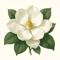 Obraz premium Realistic Botanical Illustration of a Magnolia Flower 