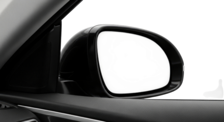 Close up of a car side mirror with a dark background transparent background cutout png