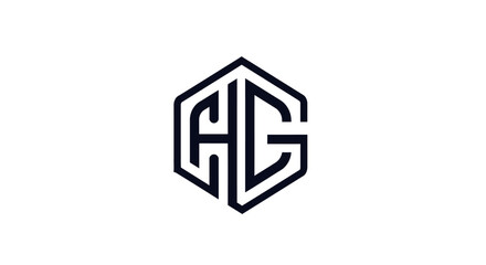 A modern black and white logo featuring the letters HG stylized within a hexagonal shape, representing a brand or company.