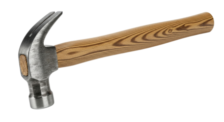 Hammer with wooden handle transparent background cutout png