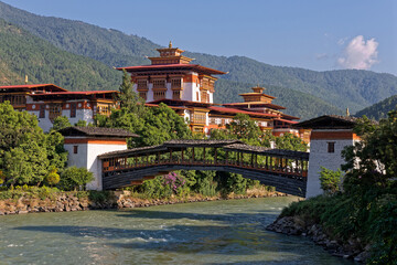 Punakha Dzong, an old fortress, now the administrative centre of Punakha 
