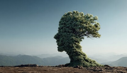 Tree Head Silhouette - Natures Wisdom and the Human Form.