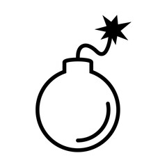 Obraz premium Bomb with Burning Fuse Line Style Icon.