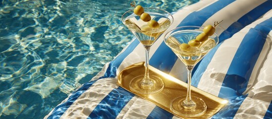Martinis by the Pool - A Luxurious Summer Escape with Cocktails.
