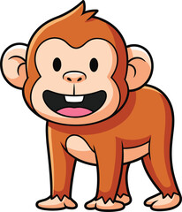 Adorable cartoon monkey character with happy face, cute smiling animal illustration for kids, playful jungle creature vector art design