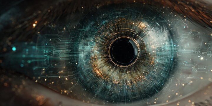 Surreal Eye with Galaxy Reflections - A Vision of Cosmic Consciousness.