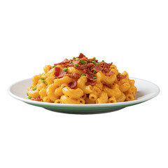 bacon mac and cheese isolated on transparent background