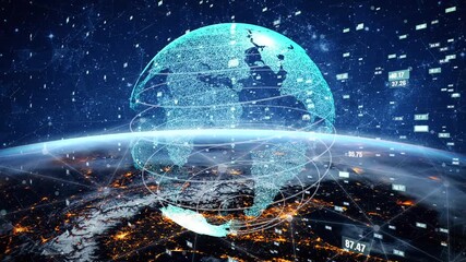 Stunning abstract visualization of the Earth with glowing connections and data metrics, representing technology, global communication, and digital interaction themes. Xenic - Powered by Adobe