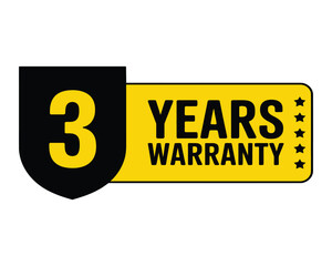 Bold Graphic 3 Years Warranty Label in Retro Style