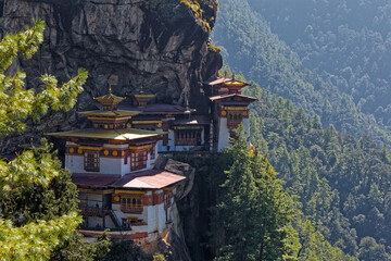 Taktsang Monastery (know as Tiger Nest), a sacred Himalayan Buddhist site in the cliffside of the upper Paro valley is the most famous monastery of Bhutan