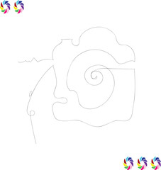 Minimal continuous line sketch of professional camera